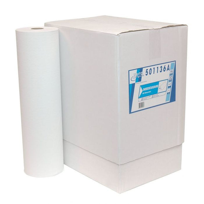 50cm x 50m onderzoekstafel papier cellulose wit (per rol)